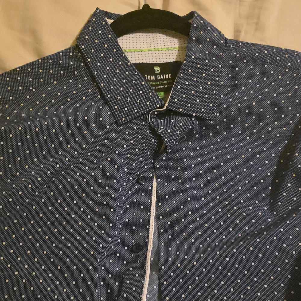 Men's Navy Polka Dot Button Down Shirt